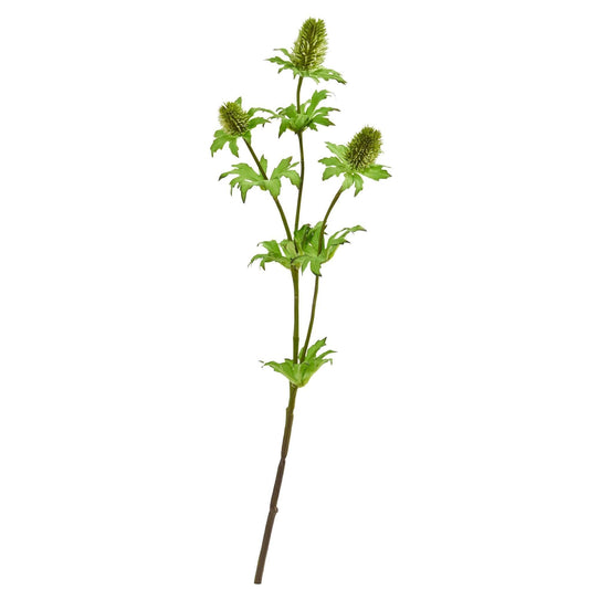 22in Thistle artificial flowers by Nearly Natural, set of 12, 3 green stems with spiky blooms on Tampa Home & Garden Store