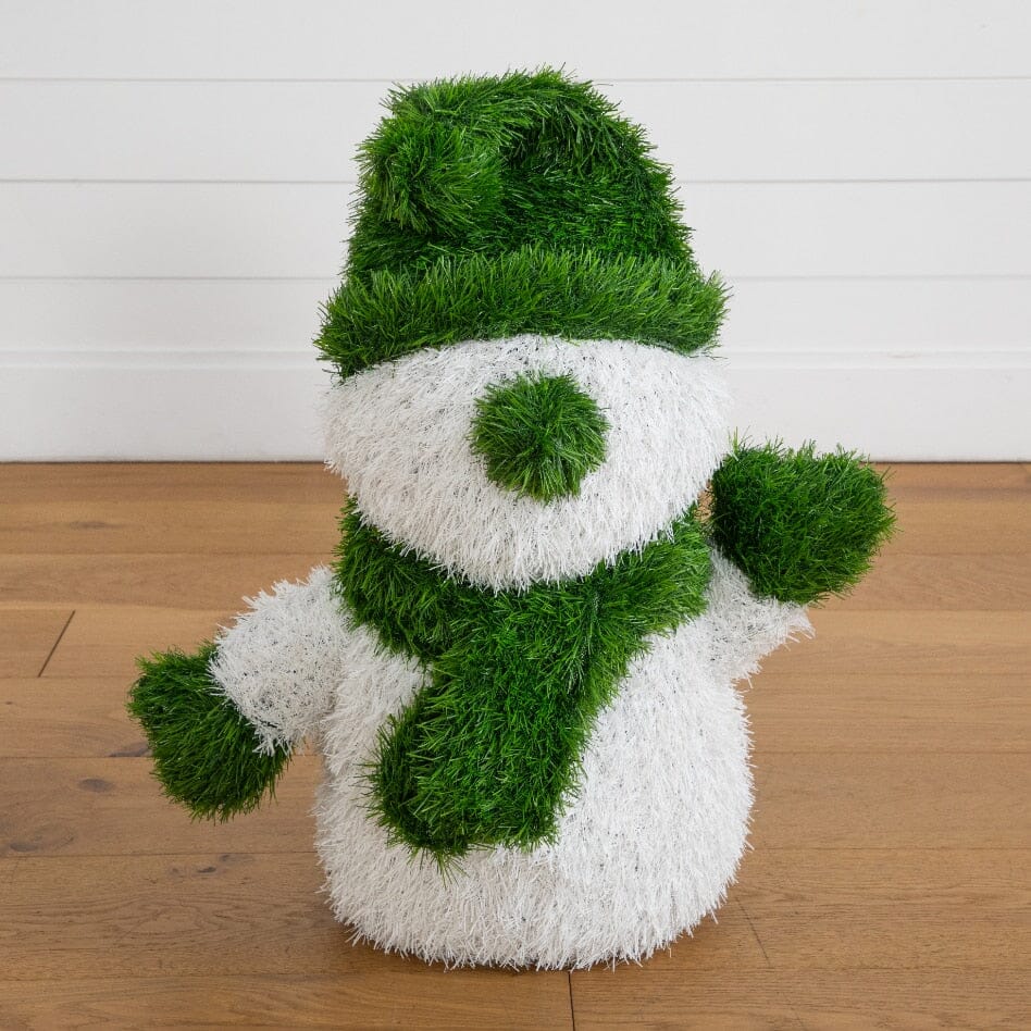 Snowman topiary 22in UV resistant artificial Christmas grass Nearly Natural indoor outdoor decor on Tampa Home & Garden Store