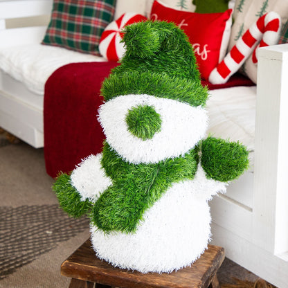 Artificial grass topiary snowman, 22in, UV-resistant, Nearly Natural, indoor/outdoor on Tampa Home & Garden Store