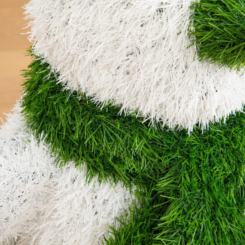 Artificial grass topiary snowman tree with white and green bristles for indoor outdoor use on Tampa Home & Garden Store