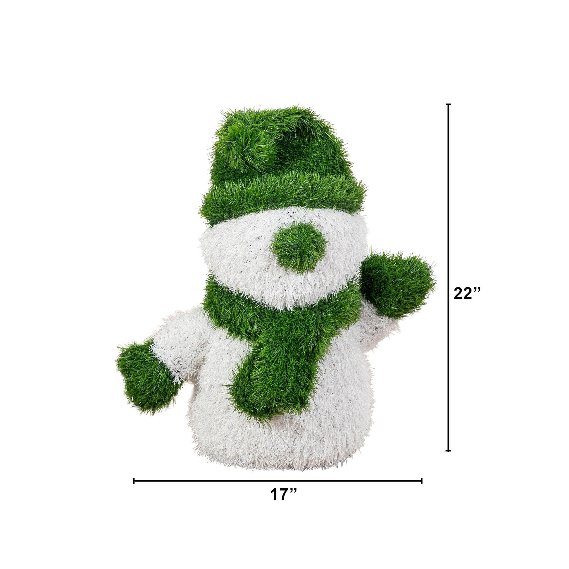 Artificial 22in grass topiary snowman for indoor/outdoor use, Nearly Natural plush green grass on Tampa Home & Garden Store