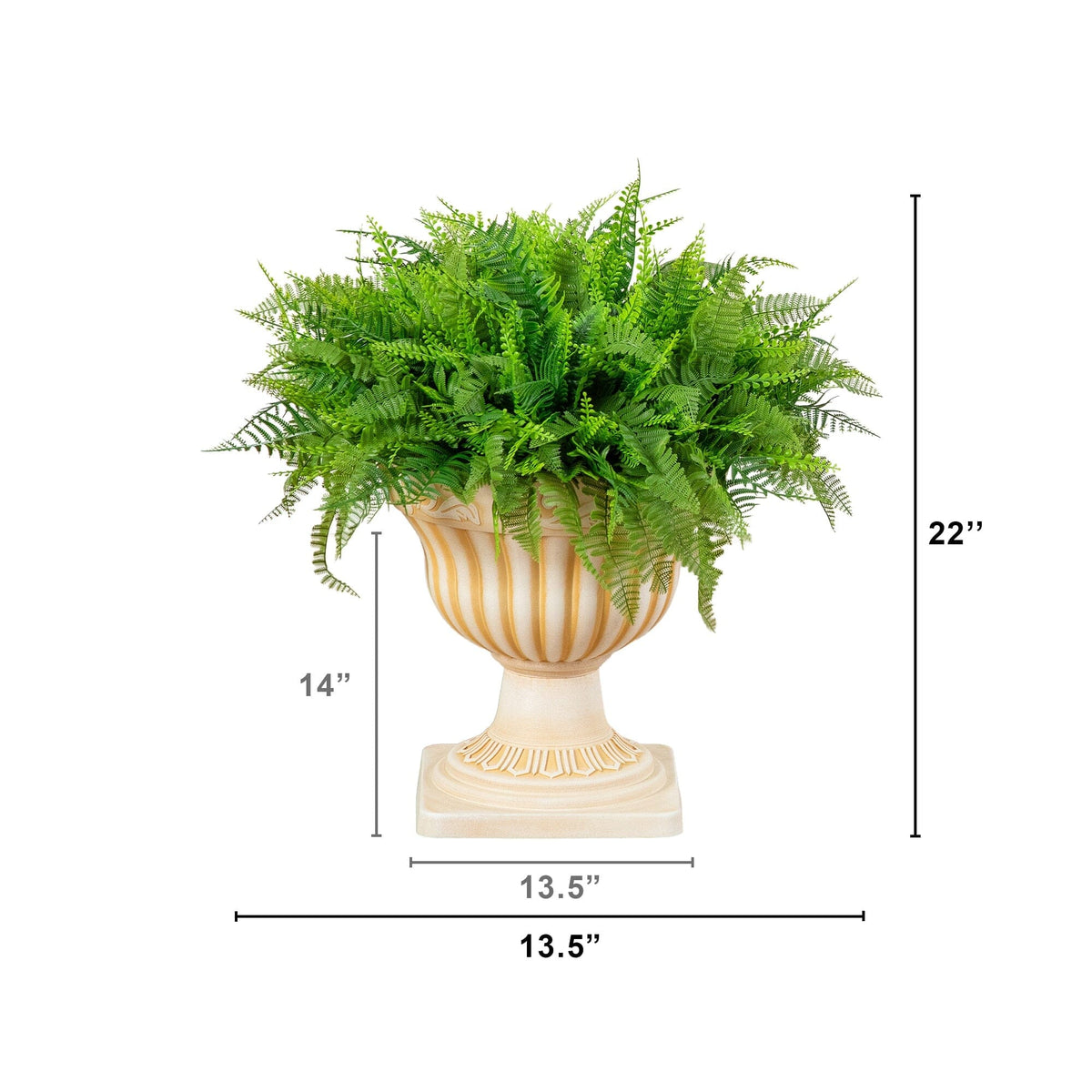 Artificial fern in 22-inch decorative urn planter, Nearly Natural, UV resistant on Tampa Home & Garden Store