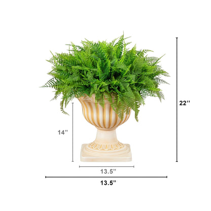 Artificial fern in 22-inch decorative urn planter, Nearly Natural, UV resistant on Tampa Home & Garden Store
