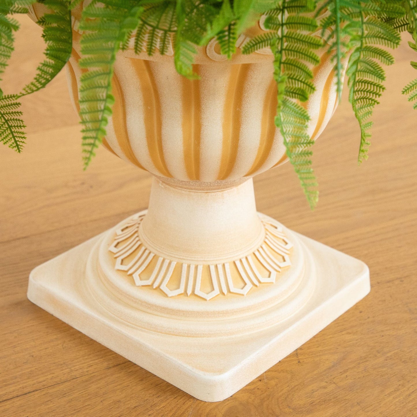Artificial fern in decorative beige urn planter, 22in UV resistant, Nearly Natural on Tampa Home & Garden Store