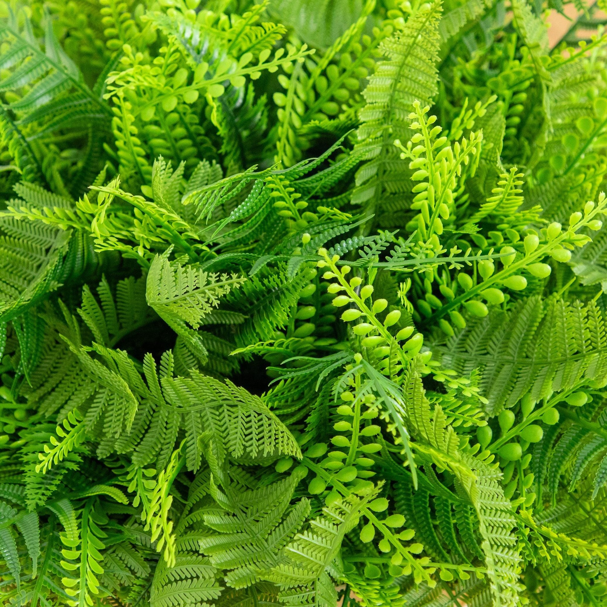 22in UV resistant artificial fern with dense bright green fronds and lush foliage on Tampa Home & Garden Store