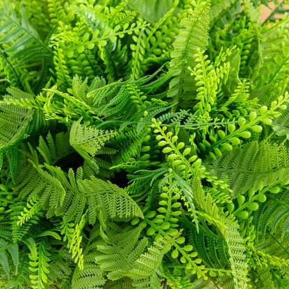 22in UV resistant artificial fern with dense bright green fronds and lush foliage on Tampa Home & Garden Store