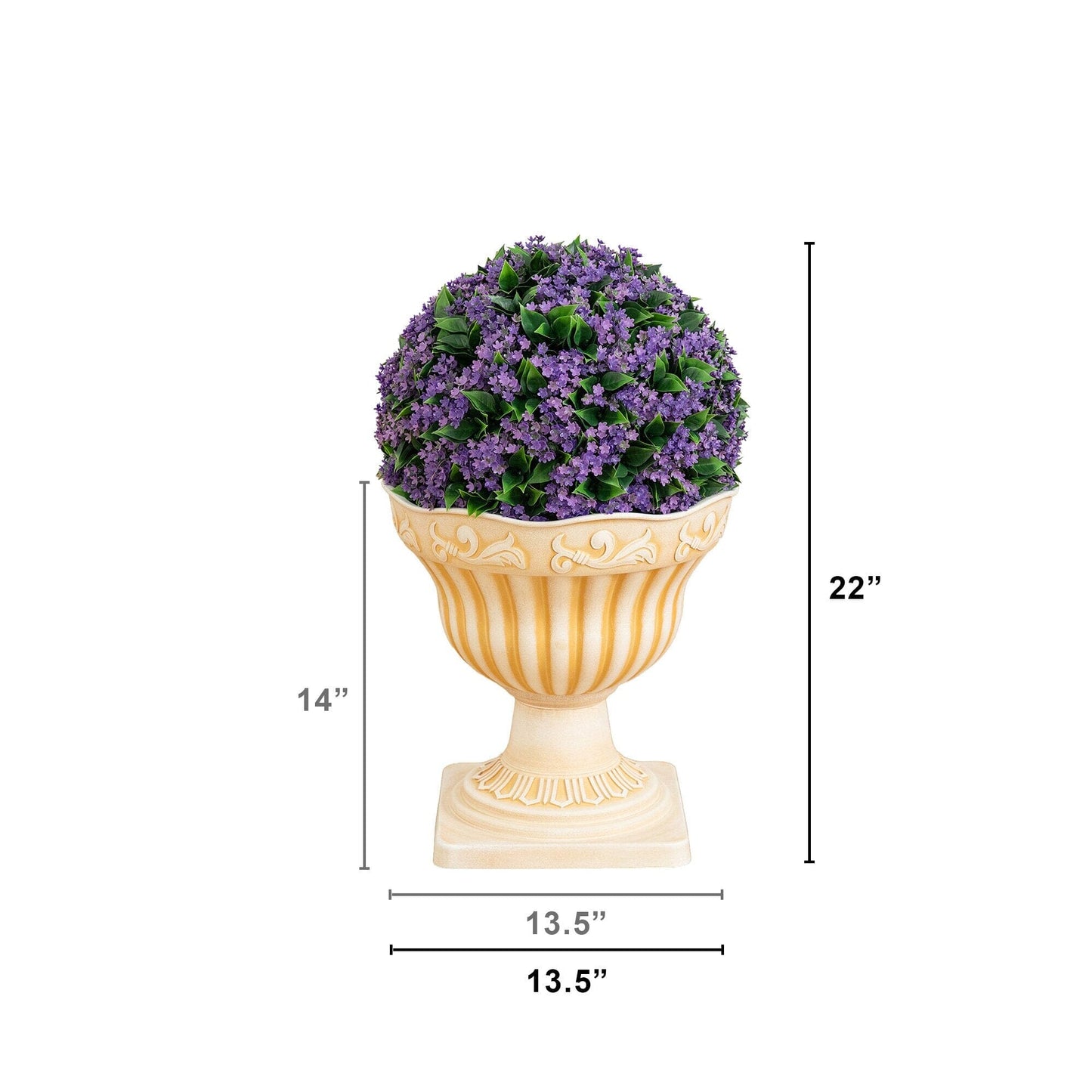 Artificial flowering ball topiary in urn planter with purple blooms by Nearly Natural on Tampa Home & Garden Store
