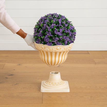 22in UV-resistant artificial flowering ball topiary in cream urn planter by Nearly Natural on Tampa Home & Garden Store