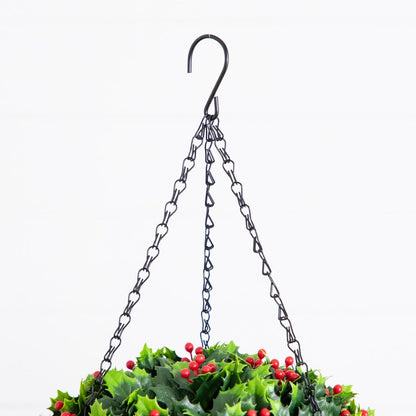 Nearly Natural 22in UV-resistant holly berry hanging ball with green leaves and red berries on Tampa Home & Garden Store