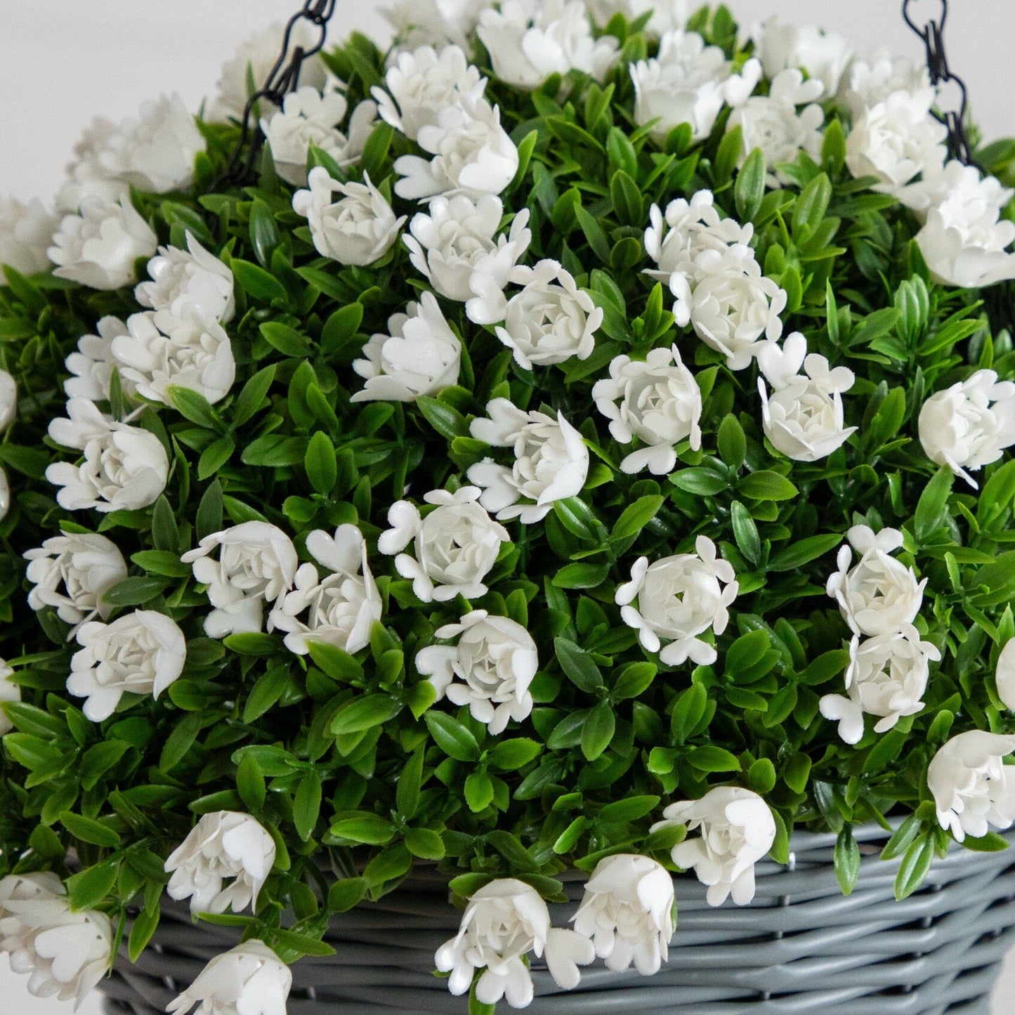 Hanging basket Nearly Natural 22in UV resistant artificial mini roses and aptenia with foliage on Tampa Home & Garden Store