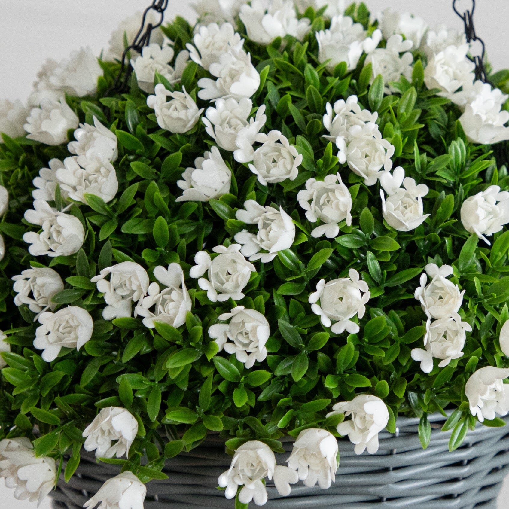 Hanging basket Nearly Natural 22in UV resistant artificial mini roses and aptenia with foliage on Tampa Home & Garden Store