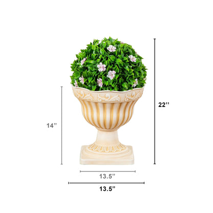 Nearly Natural 22in UV-resistant artificial pink flowering ball topiary in urn planter on Tampa Home & Garden Store