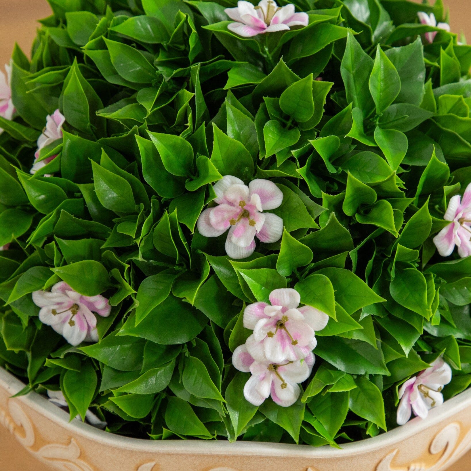 22in UV resistant artificial pink flowering ball topiary in urn planter indoor outdoor on Tampa Home & Garden Store