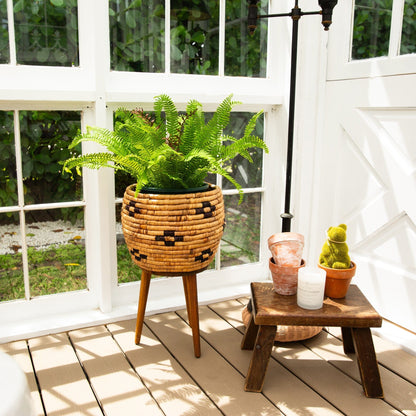 Artificial Boston fern plant, 23-in UV resistant, in woven basket by Nearly Natural on Tampa Home & Garden Store