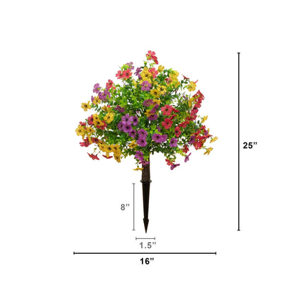 23in UV artificial daisy plant with integrated stake set of 2 colorful blooms by Nearly Natural on Tampa Home & Garden Store