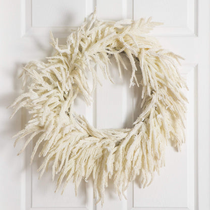Wreath 24in Artificial Real Touch White Norfolk Island Pine with Natural Look on Tampa Home & Garden Store
