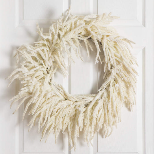 Wreath 24in Artificial Real Touch White Norfolk Island Pine with Natural Look on Tampa Home & Garden Store