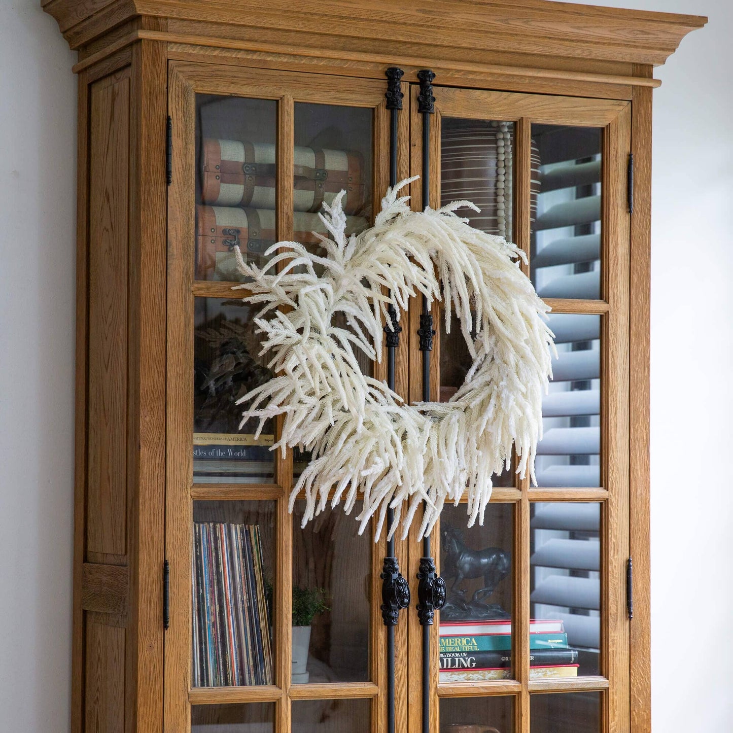 Wreath 24in Nearly Natural Real Touch White Norfolk Island Pine with Natural Look on Tampa Home & Garden Store