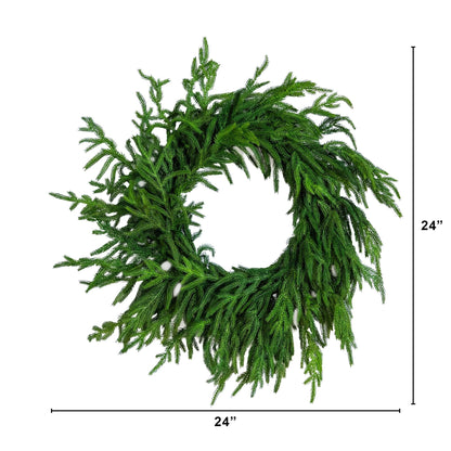 Wreath 24in artificial Norfolk Island Pine with natural look by Nearly Natural on Tampa Home & Garden Store