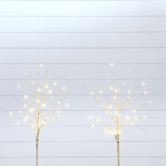 24in pre-lit white birch branches with 80 warm LEDs, set of 2 by Nearly Natural on Tampa Home & Garden Store