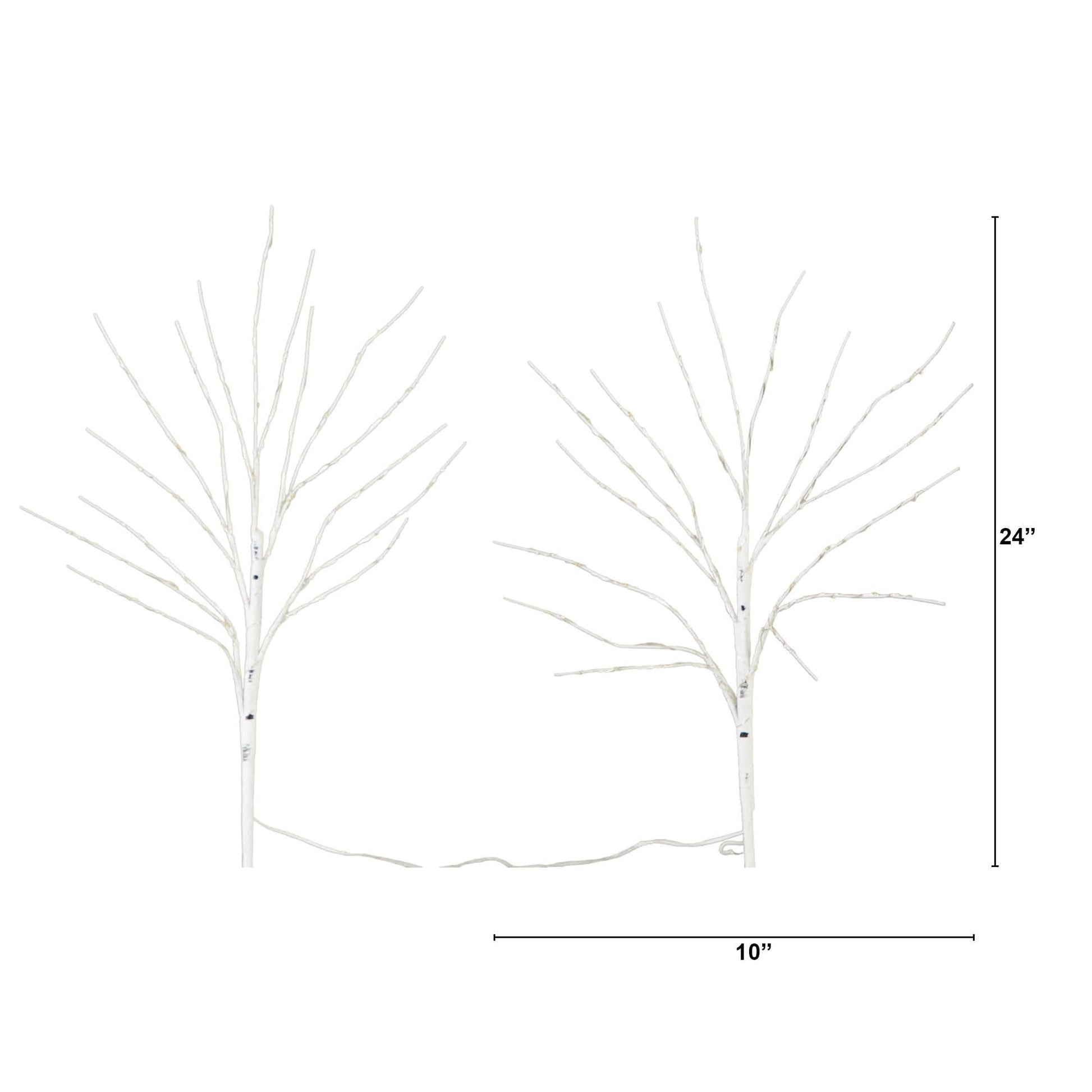 24in pre-lit artificial white birch branches, set of 2, Nearly Natural, 80 warm white LEDs on Tampa Home & Garden Store