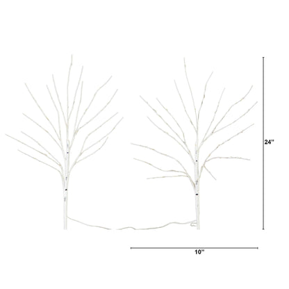 24in pre-lit artificial white birch branches, set of 2, Nearly Natural, 80 warm white LEDs on Tampa Home & Garden Store