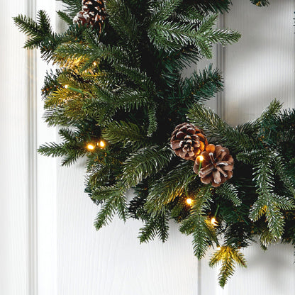 24 Inch Frosted Pinecone and Christmas Wreath