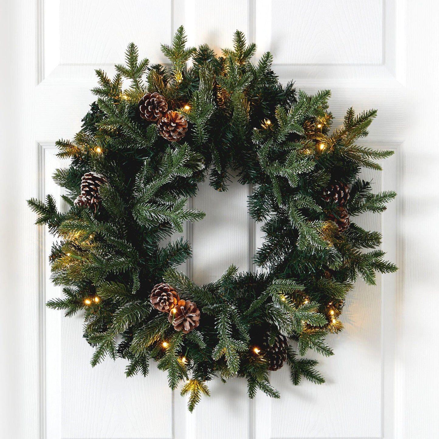 24 Inch Frosted Pinecone and Christmas Wreath