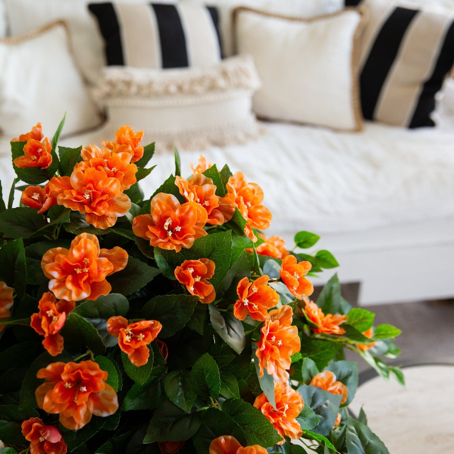 Artificial azalea hanging plant, 24in, UV resistant, set of 3, orange blooms, Nearly Natural on Tampa Home & Garden Store