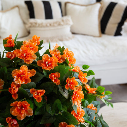 Artificial azalea hanging plant, 24in, UV resistant, set of 3, orange blooms, Nearly Natural on Tampa Home & Garden Store