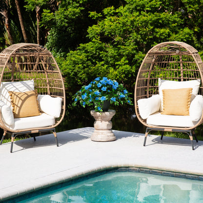 Artificial azalea hanging plant 24 in UV resistant set 3 Nearly Natural on wicker chairs on Tampa Home & Garden Store