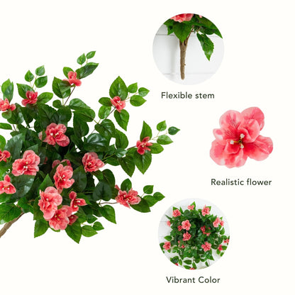 24in UV-resistant artificial azalea hanging plant set of 3 Nearly Natural with pink blooms on Tampa Home & Garden Store