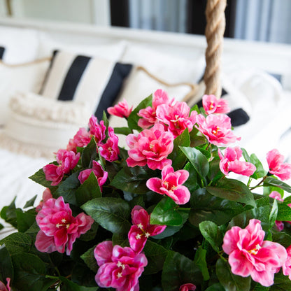 24 inch UV resistant azalea hanging plant set of 3 pink blooms by Nearly Natural on Tampa Home & Garden Store