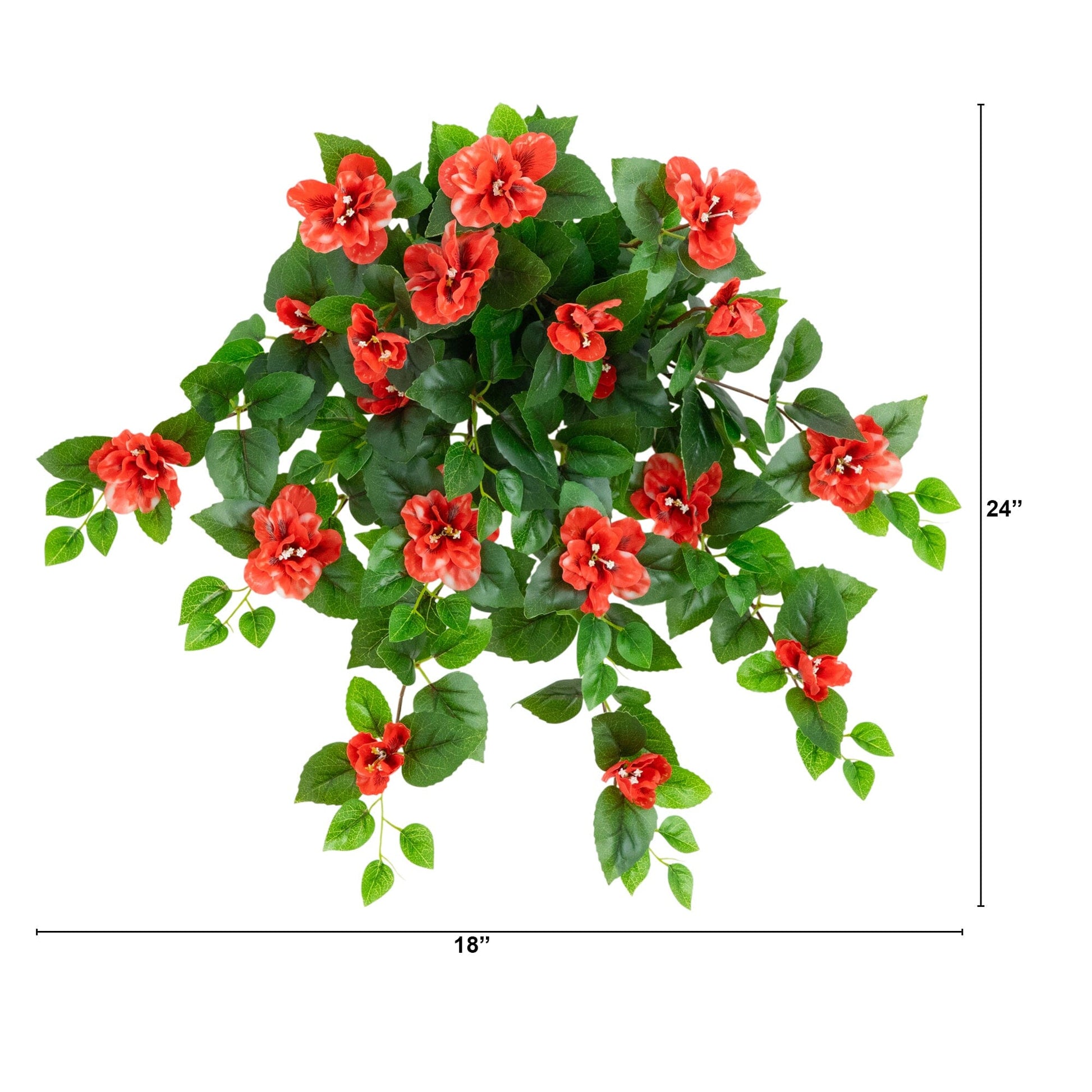 Nearly Natural 24in UV-resistant artificial azalea hanging plant set of 3 with red blooms on Tampa Home & Garden Store