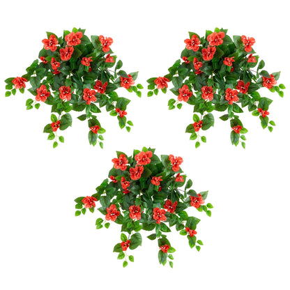 Hanging artificial azalea plant 24in UV resistant red blooms Nearly Natural set of 3 on Tampa Home & Garden Store