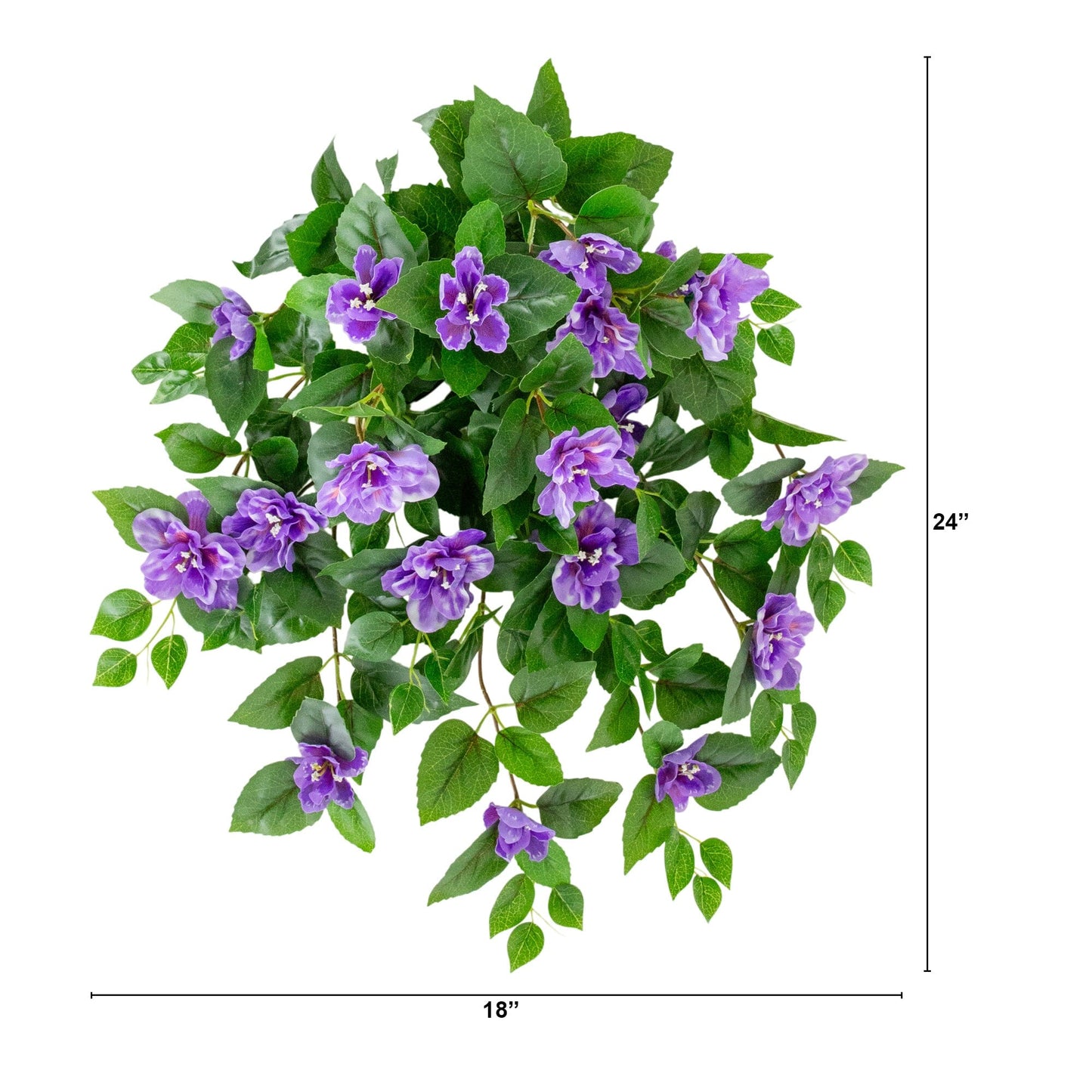 Artificial Azalea Hanging Plant 3pc, 24-in UV-resistant, purple blooms with green leaves on Tampa Home & Garden Store
