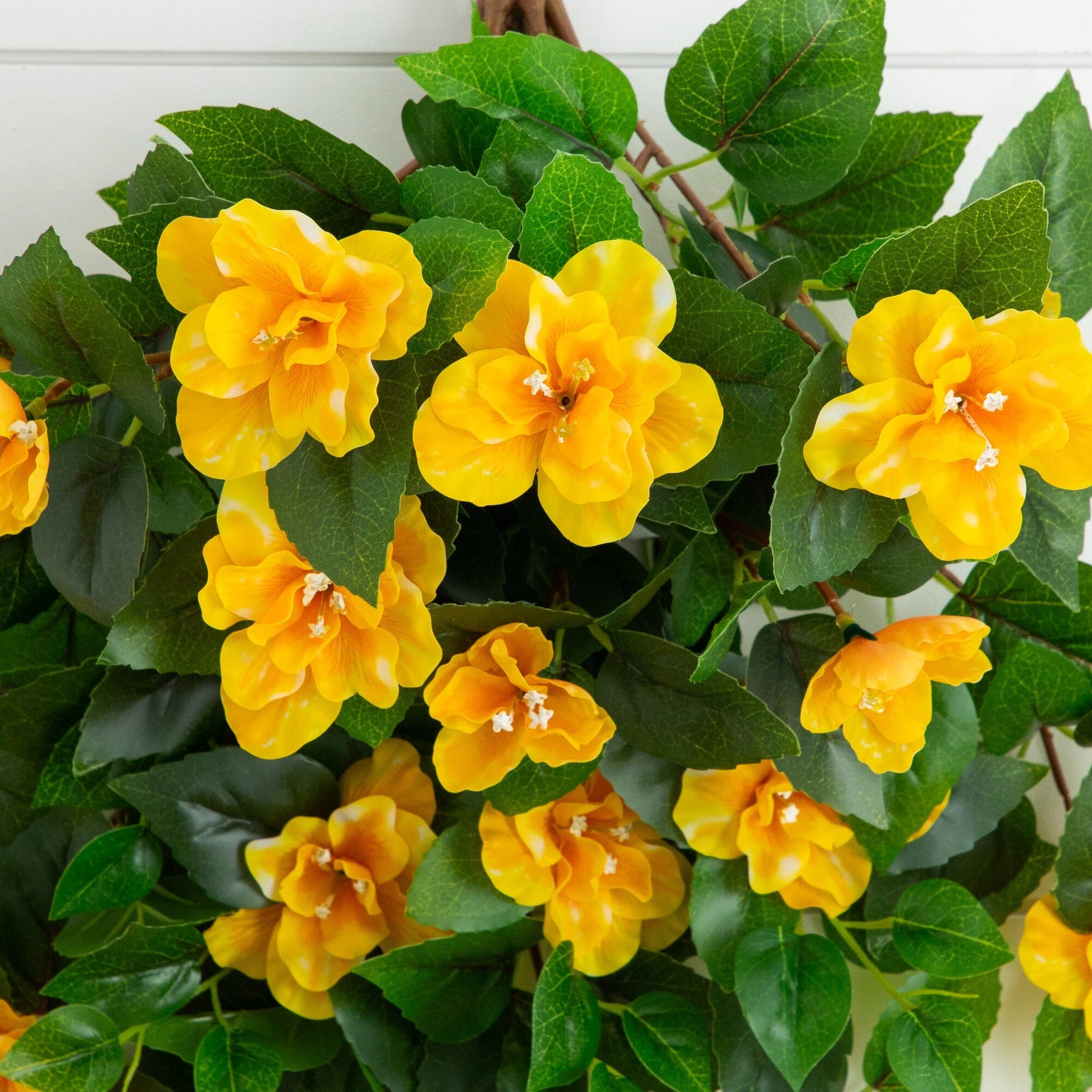 Artificial azalea hanging plant, 24in UV resistant, yellow blooms, set of 3 by Nearly Natural on Tampa Home & Garden Store