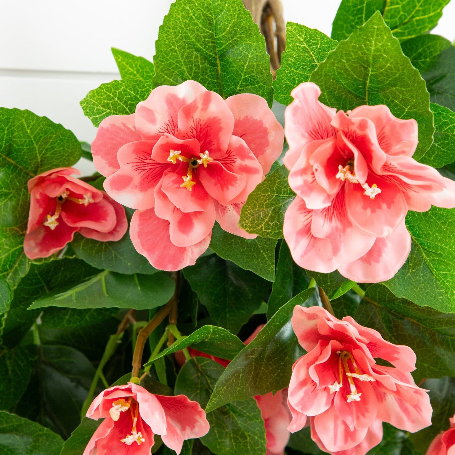 Artificial Azalea Hanging Plant, 24in UV resistant, pink blooms, set of 3, Nearly Natural on Tampa Home & Garden Store