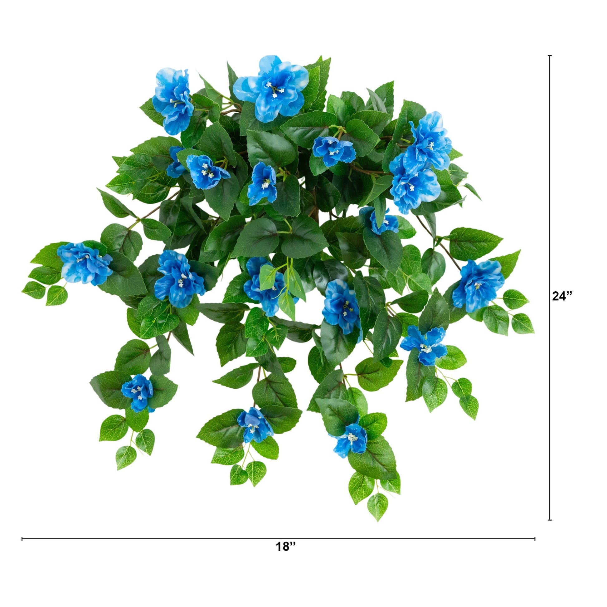 24-inch UV resistant artificial azalea hanging plant set of 3, blue blooms, Nearly Natural on Tampa Home & Garden Store