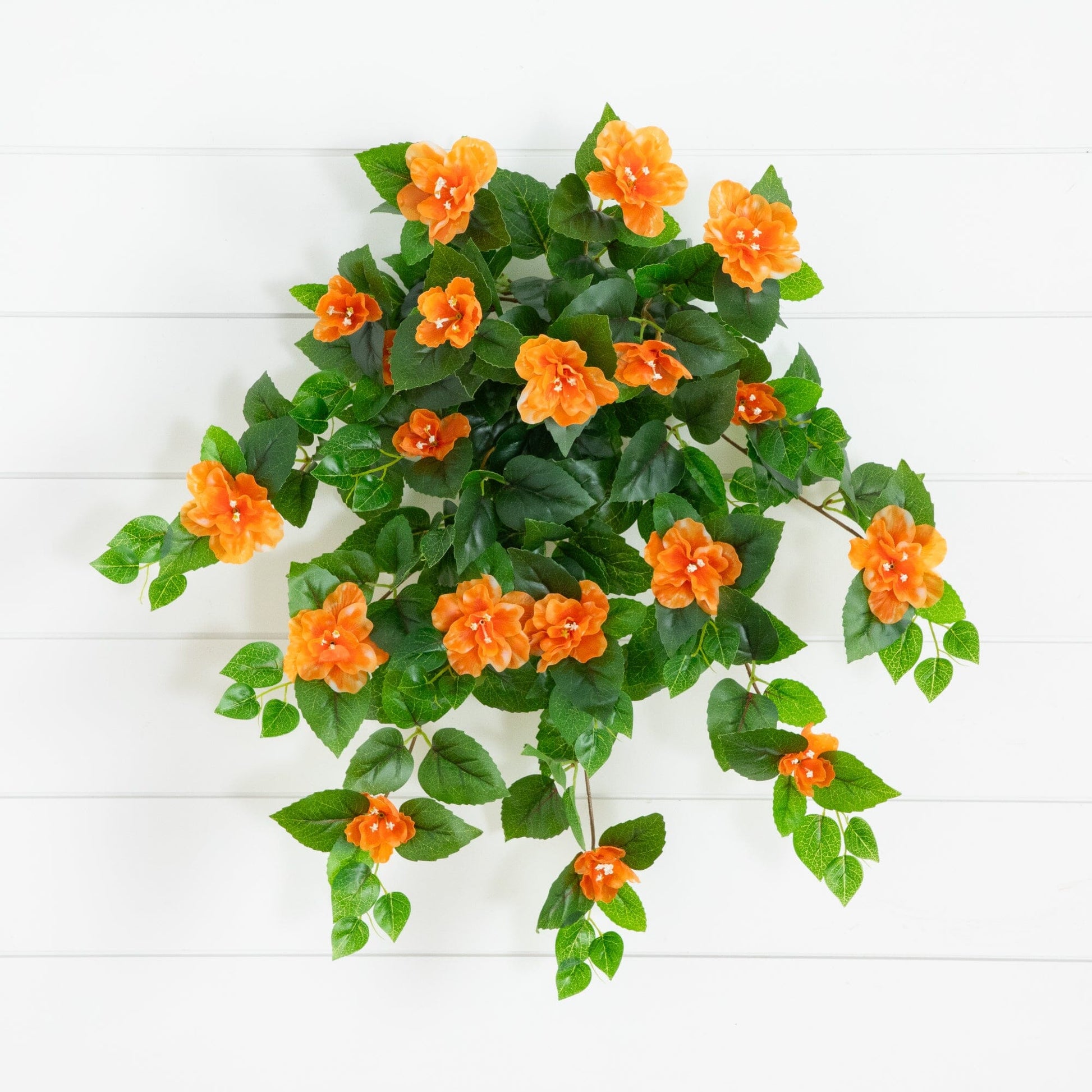Nearly Natural hanging artificial azalea set of 3 24in UV-resistant orange blooms with leaves on Tampa Home & Garden Store