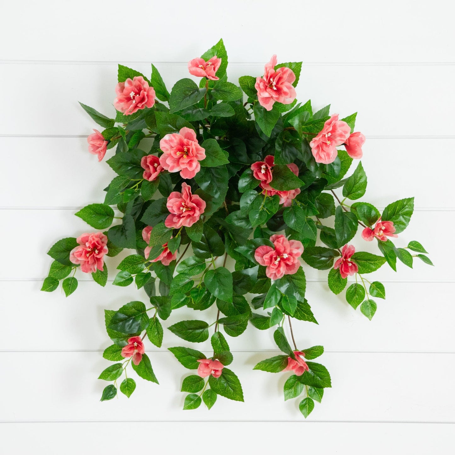 24in UV-resistant artificial azalea hanging plant set of 3 by Nearly Natural with pink blooms on Tampa Home & Garden Store