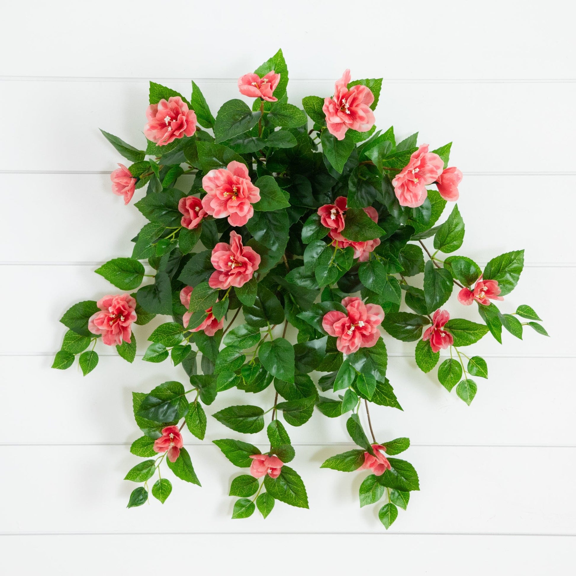 24in UV-resistant artificial azalea hanging plant set of 3 by Nearly Natural with pink blooms on Tampa Home & Garden Store