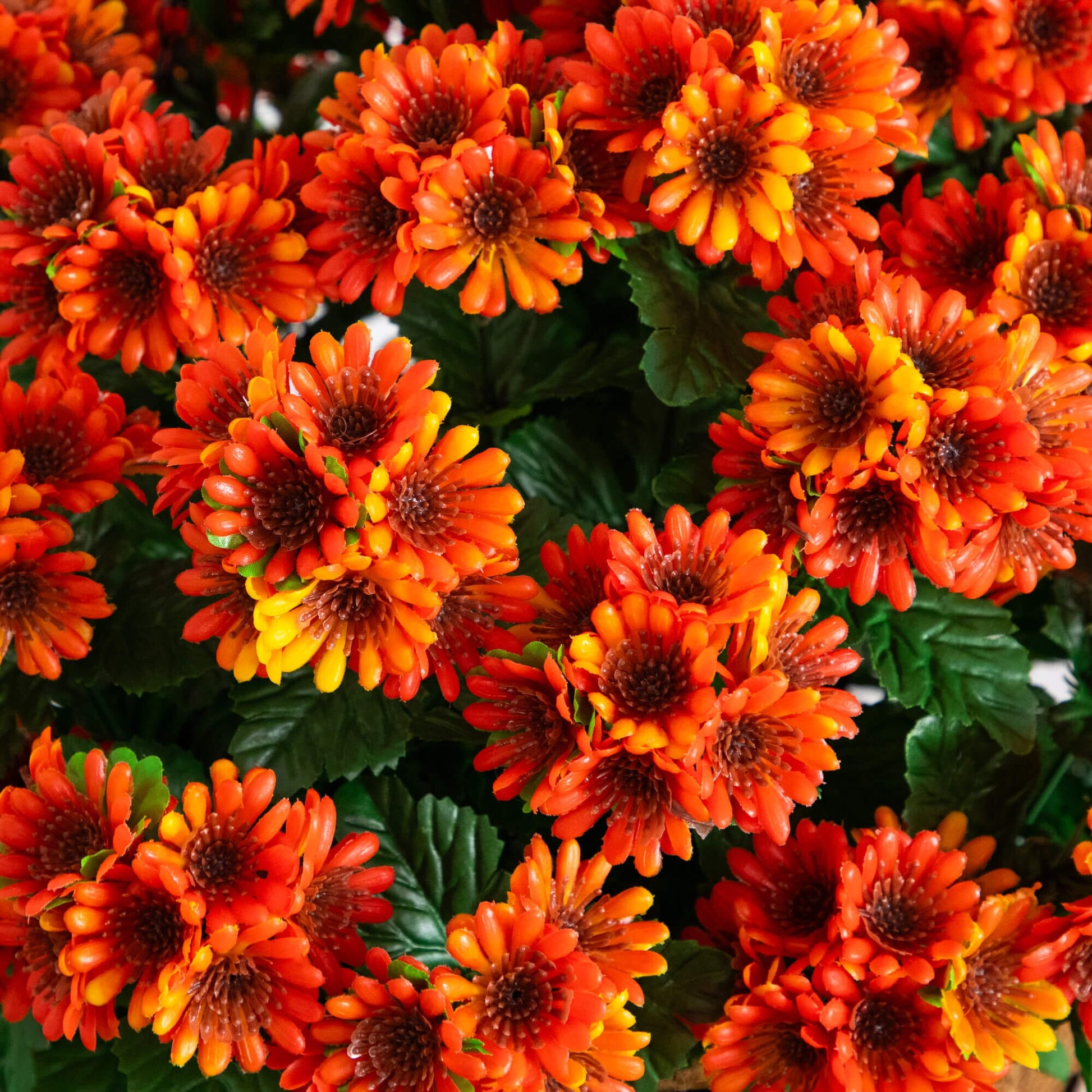 24in UV resistant artificial chrysanthemum hanging basket with orange blooms Nearly Natural on Tampa Home & Garden Store