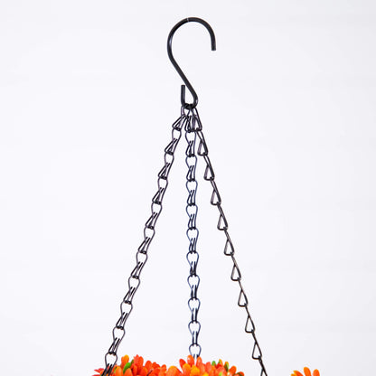 24-inch UV-resistant artificial chrysanthemum hanging basket by Nearly Natural with orange blooms on Tampa Home & Garden Store