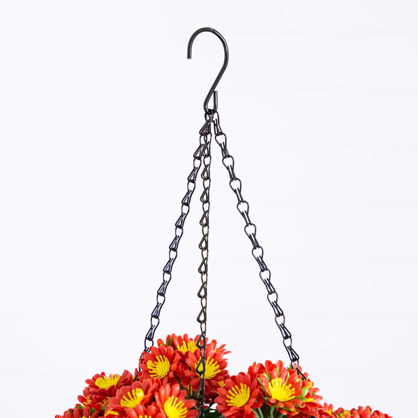 Artificial chrysanthemum hanging basket 24in red and yellow blooms Nearly Natural on Tampa Home & Garden Store
