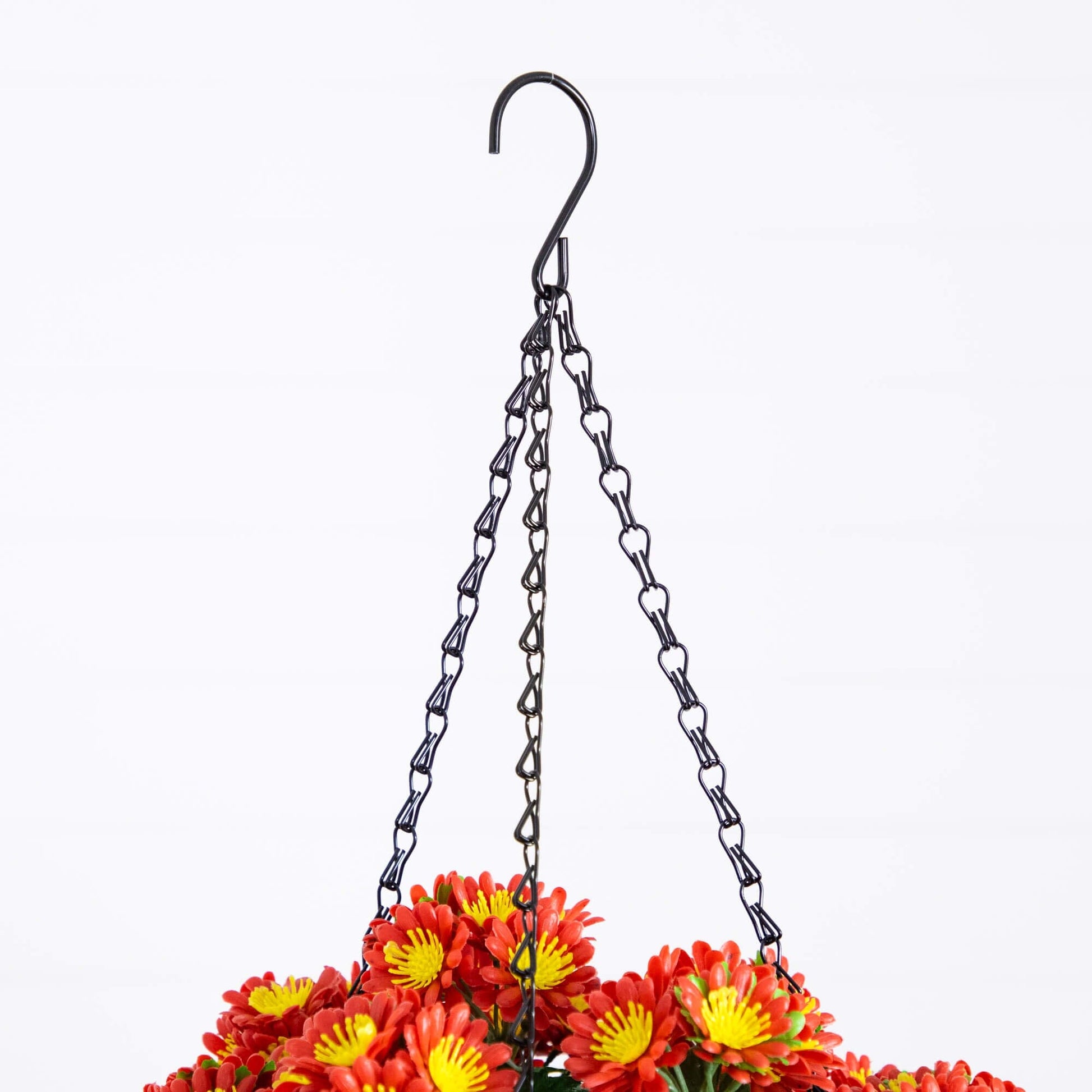 Artificial chrysanthemum hanging basket 24in red and yellow blooms Nearly Natural on Tampa Home & Garden Store