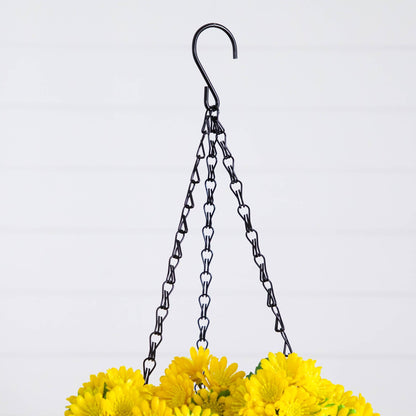 24in UV resistant artificial chrysanthemum hanging basket with yellow blooms Nearly Natural on Tampa Home & Garden Store