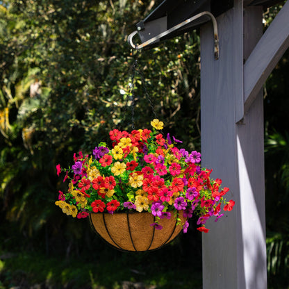 Nearly Natural 24in UV resistant artificial daisy hanging basket with colorful blooms on Tampa Home & Garden Store