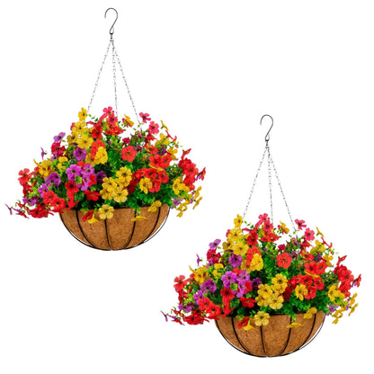 Hanging basket kit: 24in UV-resistant artificial daisies, set of 2 on Tampa Home & Garden Store