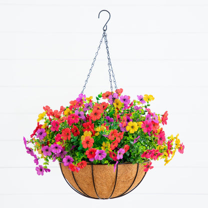 Hanging basket of colorful UV-resistant artificial daisies, 24in, set of 2 on Tampa Home & Garden Store